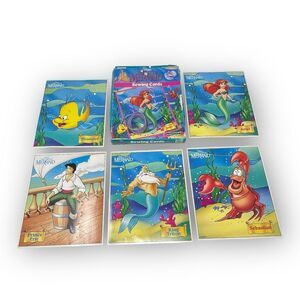 Disney Little Mermaid Sewing Cards 5 Cardboard Cards 1991 RoseArt No Ursula